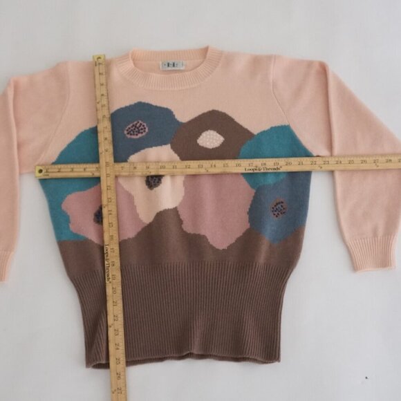 Vintage L.L. European Fashion Pink Brown 5% Angora 55% Lambswool Knit Sweater M - Picture 4 of 11